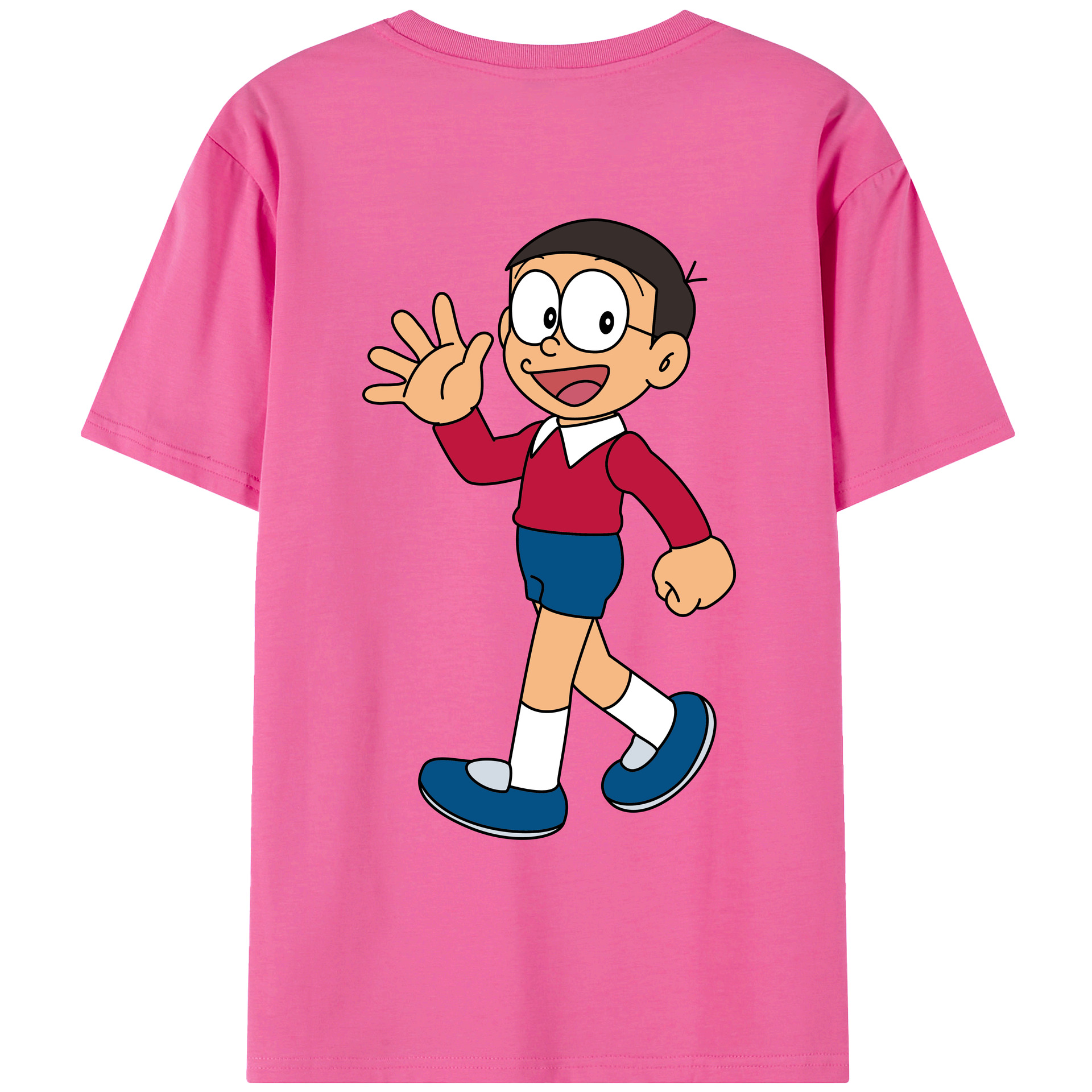 （画像用） ドラえもん 野比 のび太 Doraemon Nobita Nobi レディース半袖Tシャツ(バックプリント)